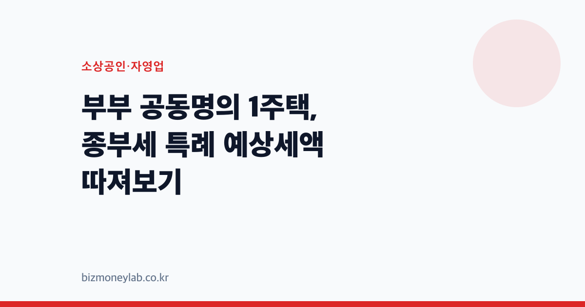 부부 공동명의 1주택, 종부세 특례 예상세액 따져보기